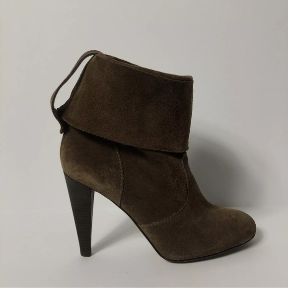 MOSSIMO DUTTI $299 Whiskey Brow Suede Fold Over HighHeel Slouchy Mid Calf Boots - Picture 5 of 6